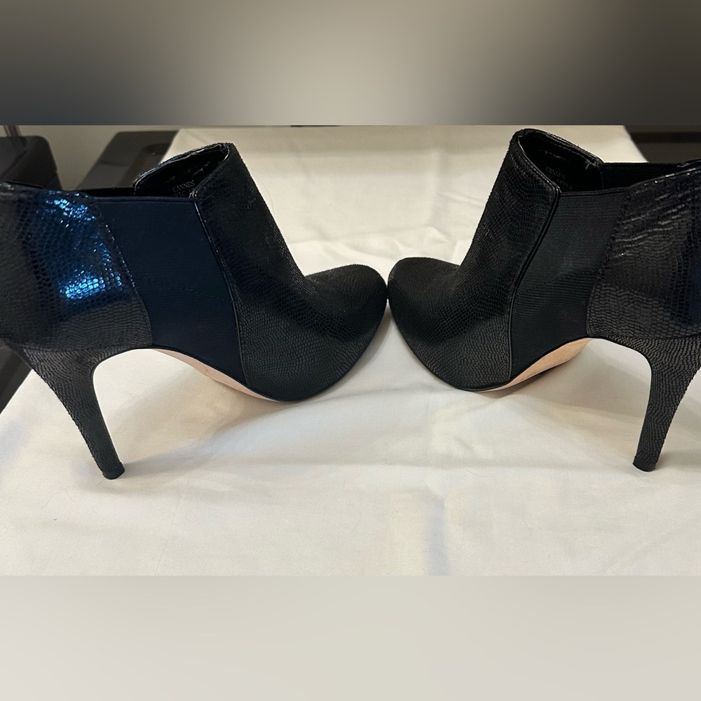 WHBM Faux-croc heeled booties in black size 9M